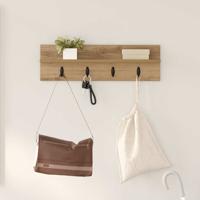 Wandgemonteerde kapstok met plank Wandgemonteerd artisanaal eikenkleurig