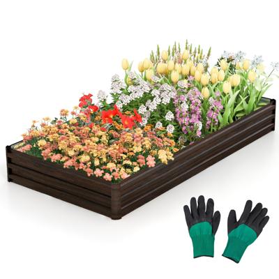Rechthoekige Metalen Verhoogde Plantenbak met Open Basis 240 x 120 x 30 cm Groot Weerbestendig Tuinbed voor Fruitgroenten