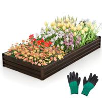 Rechthoekige Metalen Verhoogde Plantenbak met Open Basis 240 x 120 x 30 cm Groot Weerbestendig Tuinbed voor Fruitgroenten