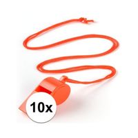 10 Stuks Voordelige plastic fluitjes oranje   -