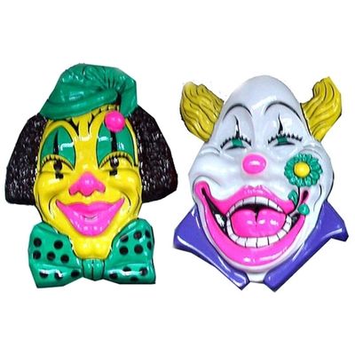 Set van 2x stuks Carnaval Clown thema wanddecoraties - 60 x 60 cm per stuk
