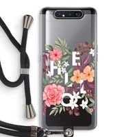 Hello in flowers: Samsung Galaxy A80 Transparant Hoesje met koord