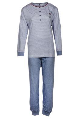 Cocodream dames pyjama Katoen - Blauw streep 611105