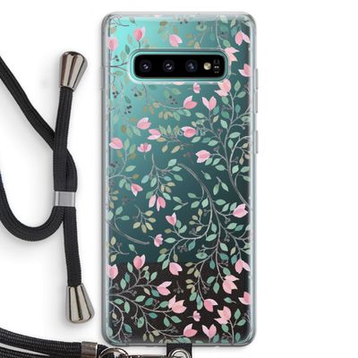 Sierlijke bloemen: Samsung Galaxy S10 Plus Transparant Hoesje met koord