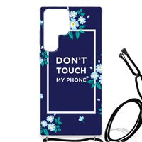 Samsung Galaxy S23 Ultra Anti Shock Case Flowers Blue DTMP - thumbnail