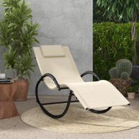 Schommelligstoel met Afneembare Hoofdsteun Ergonomische Schommelstoel Ligstoel tot 160 kg Belastbaar Relaxstoel voor Tuin Terras (Beige)