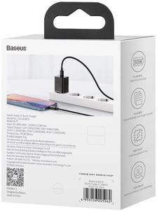 Baseus CCSUPJ01 oplader voor mobiele apparatuur Universeel Zwart AC Snel opladen Binnen