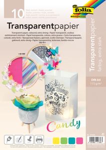 Folia transparant papier, pak van 10 vel in 5 geassorteerde kleuren