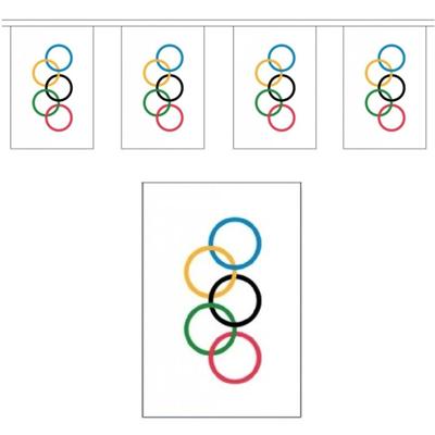 Olympische Spelen vlaggenlijn - 3 meter - 10 vlaggetjes - polyester - binnen / buiten