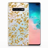 Samsung Galaxy S10 Plus TPU Case Gouden Bloemen - thumbnail