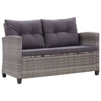 The Living Store Loungeset - Donkergrijs - poly rattan - 124 x 68 x 77 cm - weerbestendig - thumbnail