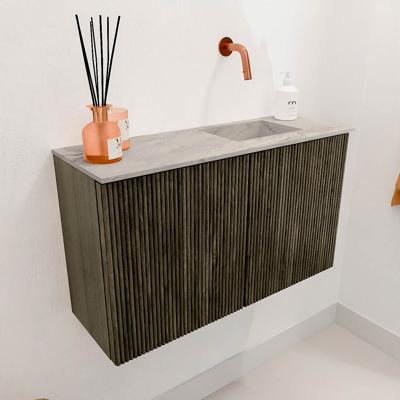 Toiletmeubel Mondiaz Joya Dlux | 70 cm | Meubelkleur Shadow | Faye wastafel Glace Wasbak Rechts | Zonder kraangat(en)