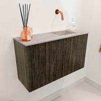 Toiletmeubel Mondiaz Joya Dlux | 70 cm | Meubelkleur Shadow | Faye wastafel Glace Wasbak Rechts | Zonder kraangat(en)