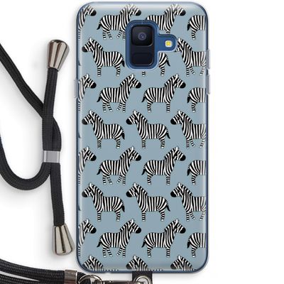Zebra: Samsung Galaxy A6 (2018) Transparant Hoesje met koord