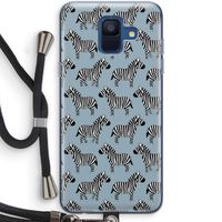 Zebra: Samsung Galaxy A6 (2018) Transparant Hoesje met koord