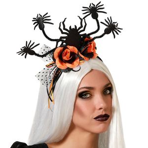 Halloween/horror verkleed diadeem/tiara - spinnen en bloemen - kunststof - dames/meisjes