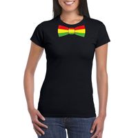 Zwart t-shirt met Limburgse vlag strik voor dames - thumbnail