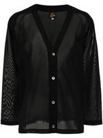 Needles cardigan transparent à logo brodé - Noir