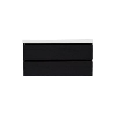Onderkast Sanilux Trendline Met Greeplijst Mat Zwart 120x47x52 cm Black Oak Sanilux