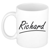 Naam cadeau mok / beker Richard met sierlijke letters 300 ml - thumbnail