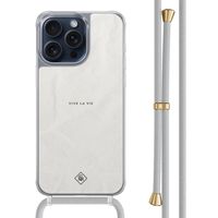 iPhone 15 Pro Max hoesje met grijs koord - Vive la vie