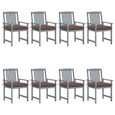 Tuinstoelen 8 st met kussens massief acaciahout grijs