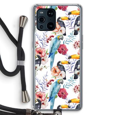 Bloemen tukan: Oppo Find X3 Transparant Hoesje met koord