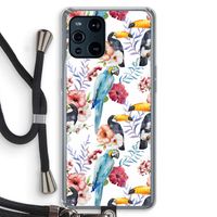 Bloemen tukan: Oppo Find X3 Transparant Hoesje met koord