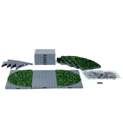 Lemax plaza system (grey, round grass) 24 pcs kerstdorp accessoire 2016