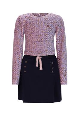 NoNo winter combi jurk meisjes - blauw - Mayal - velvet rib top + interlock rok