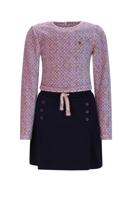 NoNo winter combi jurk meisjes - blauw - Mayal - velvet rib top + interlock rok
