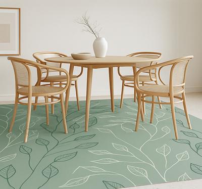 Schone botanische overlay vinyl tapijt eetkamer
