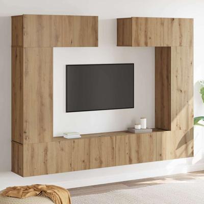 TV-kastenset 6 pcs artisanaal eikenkleurig 200 x 30 x 150 cm