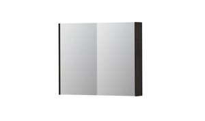 INK SPK2 spiegelkast met 2 dubbelzijdige spiegeldeuren, 2 verstelbare glazen planchetten, stopcontact en schakelaar 90 x 14 x 73 cm, houtskool eiken