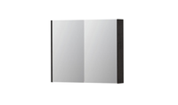 INK SPK2 spiegelkast met 2 dubbelzijdige spiegeldeuren, 2 verstelbare glazen planchetten, stopcontact en schakelaar 90 x 14 x 73 cm, houtskool eiken