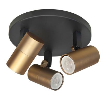 Highlight OpbouwspotPiccolo zwart met messing 3-lichts rond - S7442.38