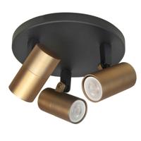 Highlight OpbouwspotPiccolo zwart met messing 3-lichts rond - S7442.38