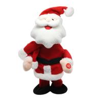Dansende Kerstman pop - 30 cm - pluche/kunststof - bewegende kerstfiguren/kerstpoppen - kerst