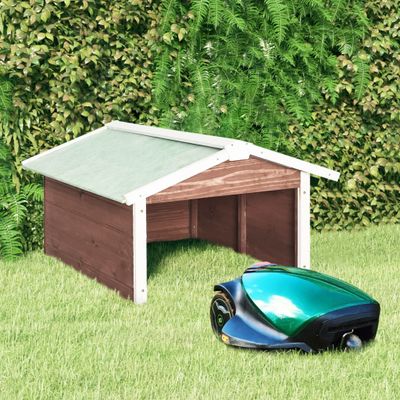 VidaXL Overkapping voor grasmaaier 72x87x50 cm vurenhout mokka en wit