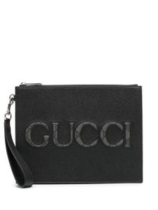 Gucci inlaid-logo grained-leather clutch - Noir