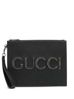 Gucci pochette en cuir grainé à logo - Noir