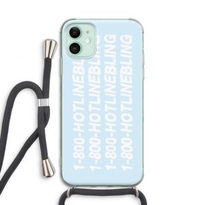 Hotline bling blue: iPhone 11 Transparant Hoesje met koord