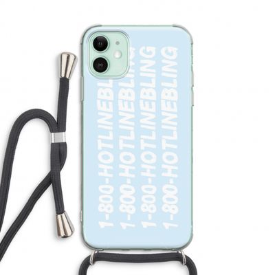 Hotline bling blue: iPhone 11 Transparant Hoesje met koord