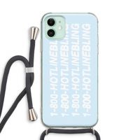 Hotline bling blue: iPhone 11 Transparant Hoesje met koord