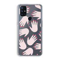 Hands pink: OnePlus Nord N10 5G Transparant Hoesje - thumbnail