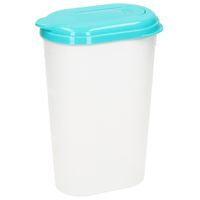PlasticForte Waterkan/sapkan - transparant/aqua - deksel - 1.6L - kunststof - Schenkkannen