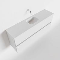 Toiletmeubel Mondiaz Ada | 120 cm | Meubelkleur Talc | Lex wastafel Talc Midden | Zonder kraangat