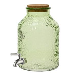 Drankdispenser/limonadetap met kraantje - glas - 8,5L - lichtgroen