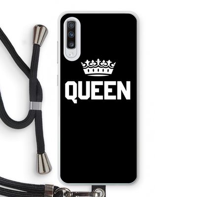 Queen zwart: Samsung Galaxy A70 Transparant Hoesje met koord