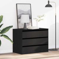 Ladekast met lade Zwart eiken 80 x 41 x 58 cm Bewerkt hout